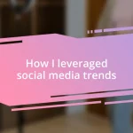 How I leveraged social media trends