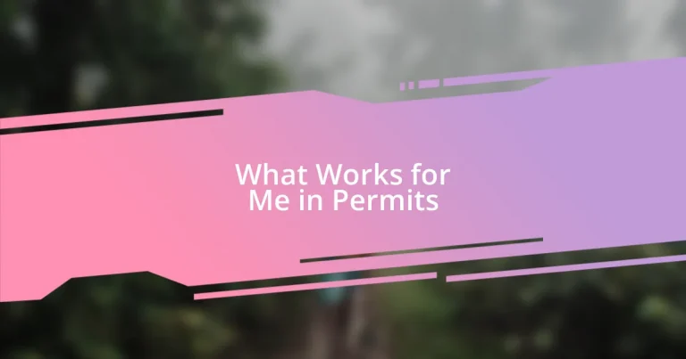 What Works for Me in Permits