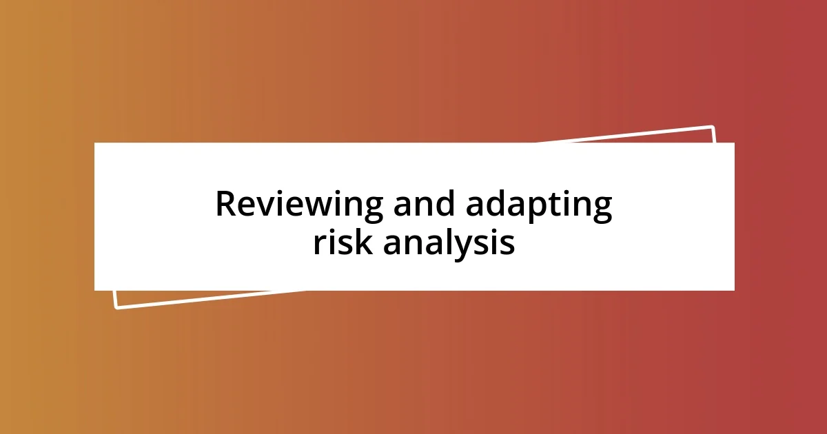 Reviewing and adapting risk analysis