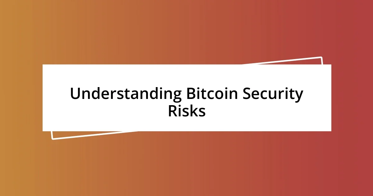 Understanding Bitcoin Security Risks